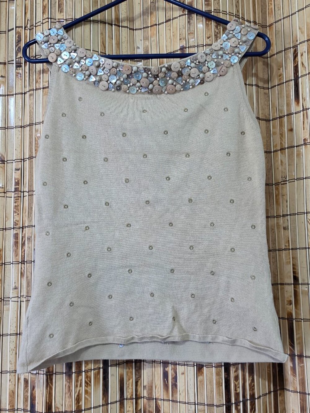 Peck & Peck Collection Embellished Knit Tank Top - Size Medium